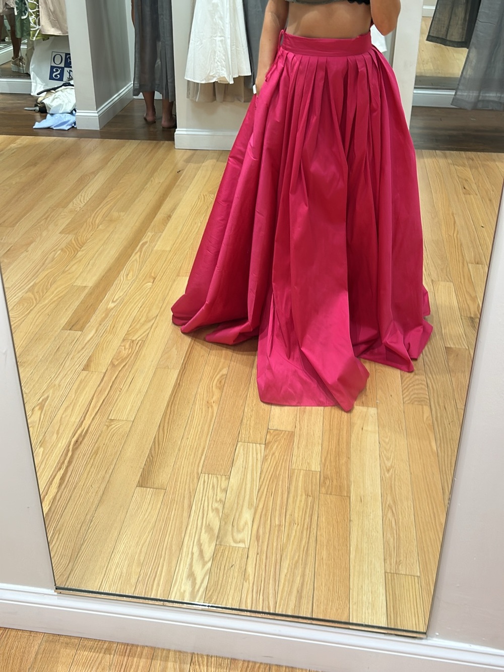 High-Waist Fuchsia Maxi Pleated Skirt